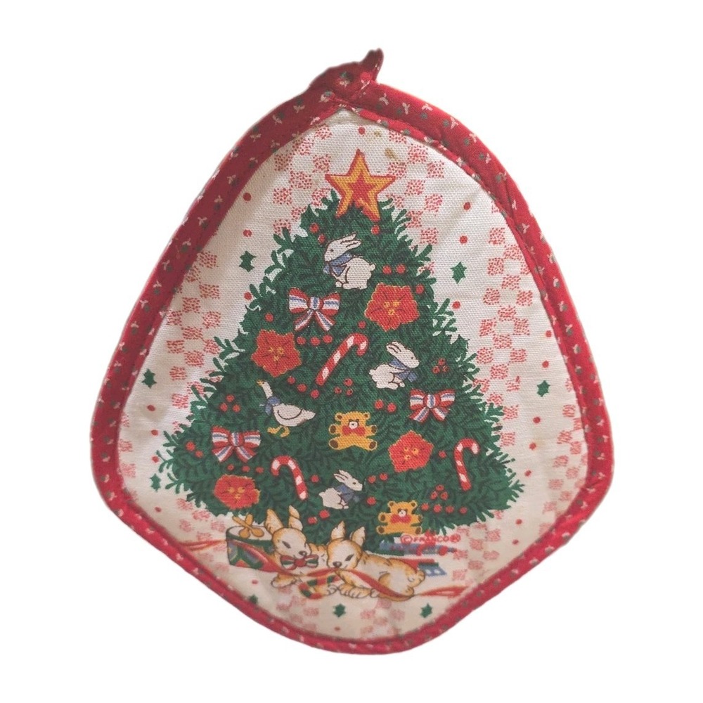New VTG 90 Christmas hot pot holder Kitschy kitchen decor Reversible Cottagecore
